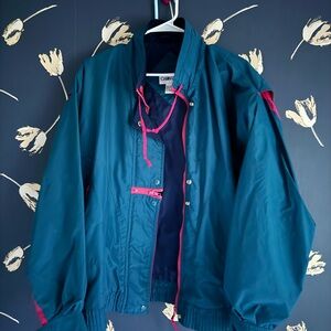Vintage Style Cabin Creek Windbreaker Jacket Pink & Blue Size Small